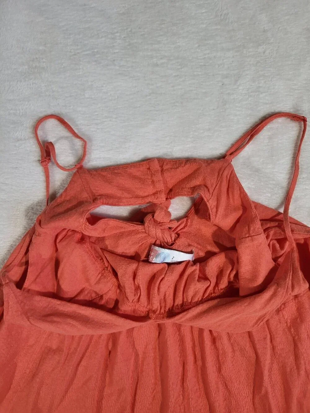 Free People Beach Coral Orange Maxi Dress – Strappy Boho Beach Cover-Up Small